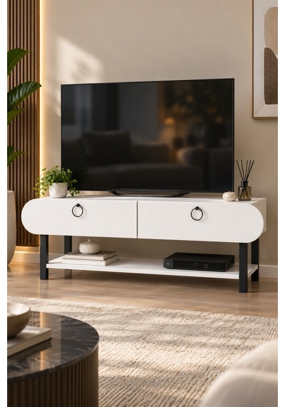 Sulorahome Beyaz Tv Ünitesi 110 Cm Genişlikte Modern Tasarım