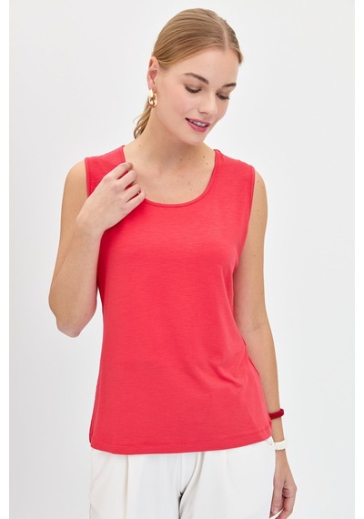 Kadın Sıfır Yaka Flamlı Kumaş Basic Askılı Tshirt Mercan MERCAN Kadın Sıfır Yaka Flamlı Kumaş Basic Askılı Tshirt Mercan MERCAN