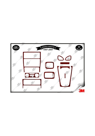 Subaru Forester 1997-2007 Torpido Konsol Trim Göğüs Maun Kaplama Set 11 Parça Maun
