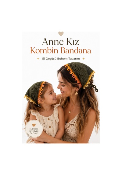 Anne Kız Kombin Bandana El Örgüsü Saç Bandı Bohem Stil Ayarlanabilir 2li Set Haki