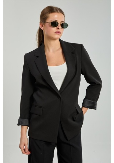 Barrels And Oıl Kadın Tek Düğmeli Blazer Ceket - Siyah Siyah
