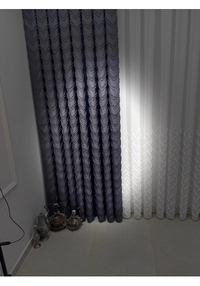 Nivemeshome Ritim 3-0009 Antrasit 1/3 Pileli Fon Perde 80x260