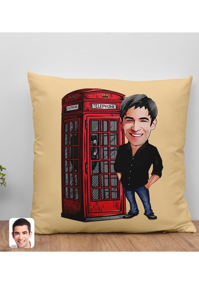 BK Gift Kişiye Özel Erkek Karikatürlü Beyaz Yastık-1