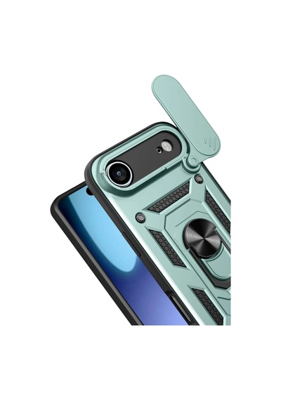 Apple Uyumlu  iPhone 17 Air Pars Lens Yüzüklü Silikon - Yeşil 0.2M-Çok Renkli