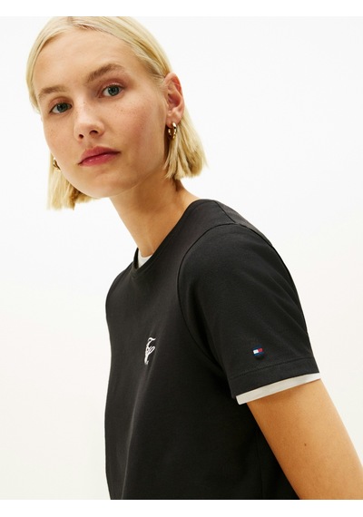 Th Scrıpt Reg C-nk Ss Tee Kadın Siyah T-shirt - Ww0ww47809 Siyah