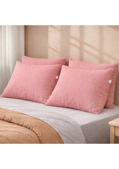 4'lü Pamuklu 50x70 Yastık Kılıfı Gül Kurusu