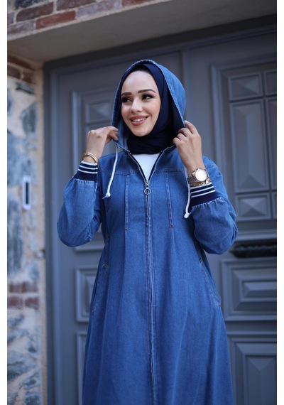 Harman Butik Kadın Fermuarlı Cepli Kapüşonlu Kol Ribanalı Denim Kot Kap Koyu Mavi Koyu Mavi Harman Butik Kadın Fermuarlı Cepli Kapüşonlu Kol Ribanalı Denim Kot Kap Koyu Mavi Koyu Mavi