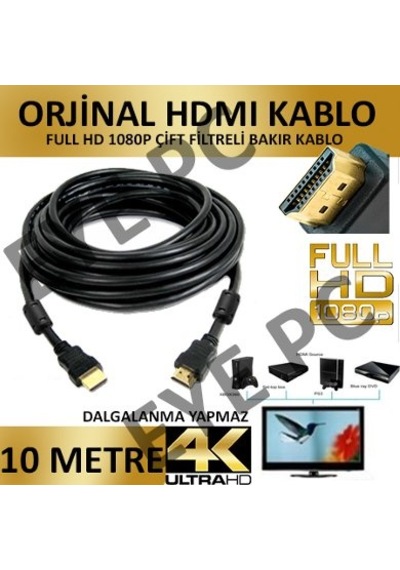10 M Hdmi Görüntü Ses Aktarim Kablosu Full Hd Ultra 10 M