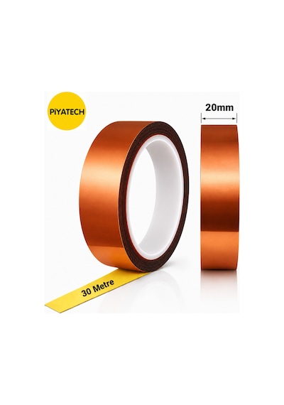 Kapton Yanmaz Bant Yüksek Isıya Dayanıklı Isı Bandı 20 Mm X 30 Metre
