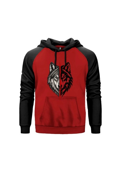 Gece Gündüz Bozkurt Gri Renk Reglan Kol Sweatshirt Kapşonlu