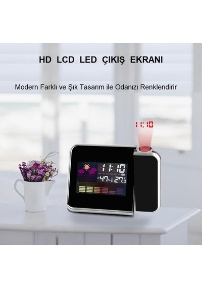 Ayrex Upway Projektörlü Lcd Ekranlı Dijital Masa Saati Yansıtmalı Tarih Derece Nem Diğer
