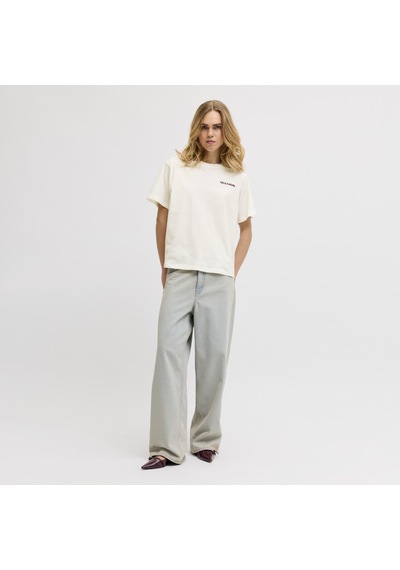 Jack & Jones Kadin Sirt Baskili Kisa Kollu Tisört - Blomma - 12296303 Blanc De Blanc