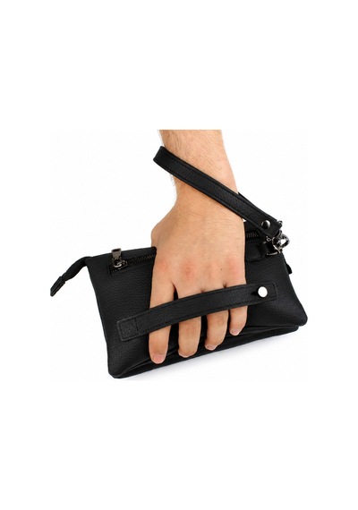 Alphaclub Bag Erkek Hakiki Deri Siyah Çok Bölmeli Fermuarlı El Ve Portföy Çantası