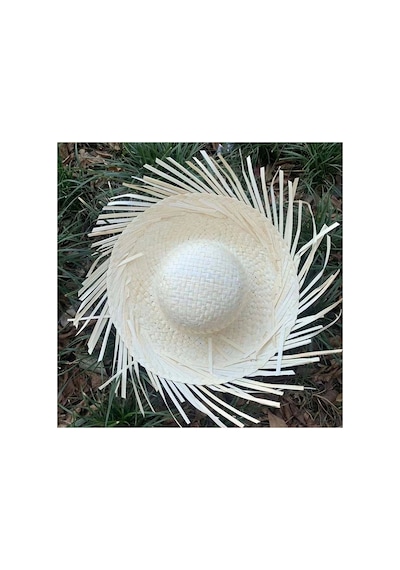 Tropikal Parti Beyaz Hasır Hawaii Şapkası 13x36 Cm - Parti Şapkası - Parti Ve Kutlama - Doğum Günü 0 - 99