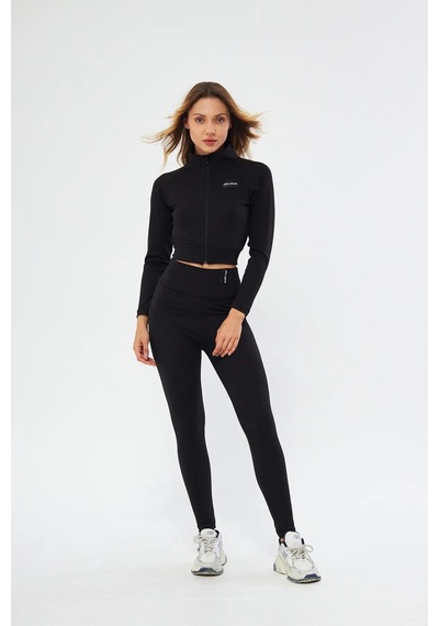 Lesa Wear Fitilli Içi Polarlı Yumuşacık Şardonlu Kaşkorse Crop Likralı Hırka Siyah