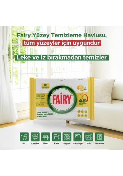 10'lu Yüzey Temizlik Havlusu - Limon Yağı