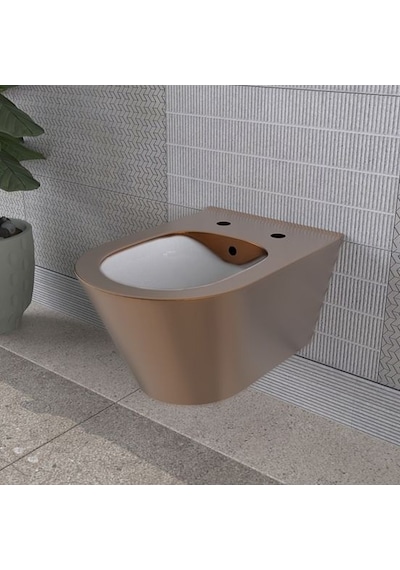 Lucco Asma Klozet İçi Beyaz Dışı Komple Bronz