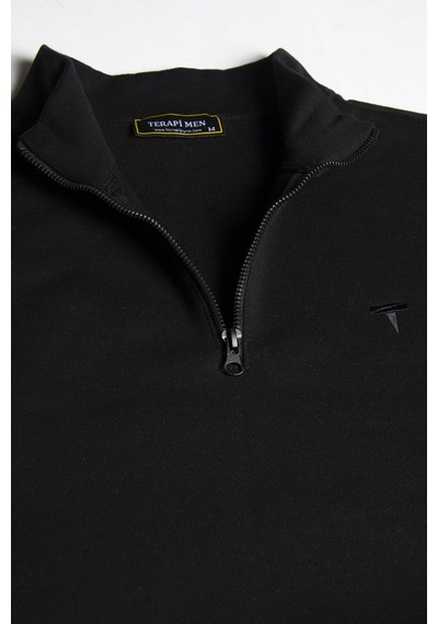 Terapi Men Erkek Siyah Rahat Kalıp Yarım Fermuarlı Bato Yaka Basic Sweatshirt 21k-5200179-2. Siyah Terapi Men Erkek Siyah Rahat Kalıp Yarım Fermuarlı Bato Yaka Basic Sweatshirt 21k-5200179-2. Siyah