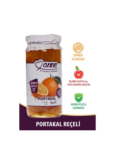 Şeker Ilavesiz Portakal Reçeli 300g Elma Suyu Ile Tatlandırılmıştır - Koruyucu Içermez