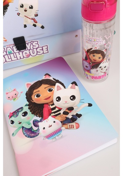 X Dekomus Lisanslı Gabby S Dollhouse Magic School Collection 500 Ml Tritan Matara, Saplı Çanta, Defter Ve Bloknot Seti Altın