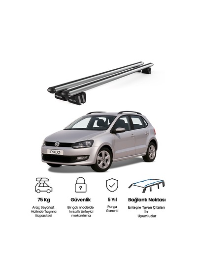 Pençe Volkswagen Polo 2009-2017 Uyumlu Gri Ara Atkı 109cm Port Bagaj Tavan Barı