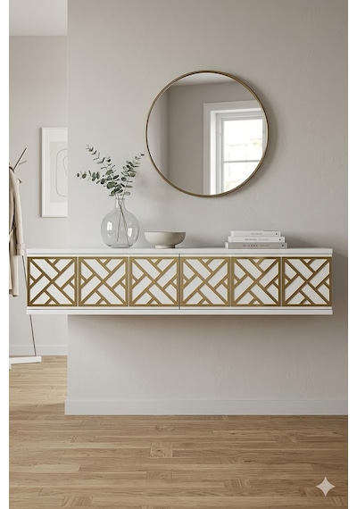 Da1238bg Arex Dresuar , Antre Hol Rafı Beyaz-gold 120cm