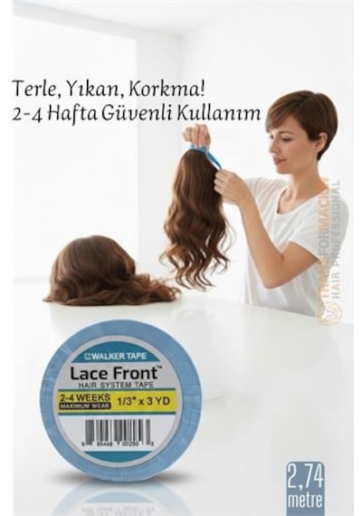 Protez Saç Bandı - 2-4 Haftalık Peruk Bandı Walker Tape Lace Front 1cmx2.75 Metre