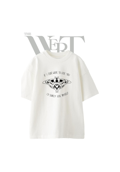Thewert Death Moth Tasarım Baskılı Ünisex Beyaz Oversize T-shirt