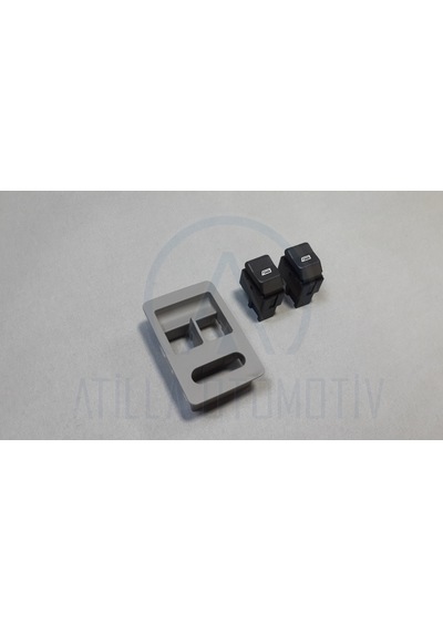 Vw Polo 6n2 1999-2002 Cam Düğme + Çerçeve Ön Sol Takım Gri