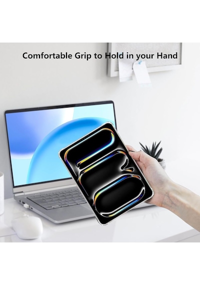 Apple Uyumlu iPad  Pro 11" Inç 2024 M4 Çip Köşe Korumalı Şeffaf Silikon Kılıf Tam Kalıp A2836 A2837 A3006 Kılıf