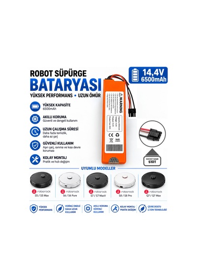 Xiaomi Mi Robot Vacuum S10t Uyumlu Robot Süpürge Bataryası 14.4v 5200mah Li-ion