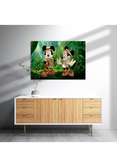 Cakasepetim Masaüstünde Mickey Maus Ve Minnie Mouse Safari Ahşap Mdf Tablo