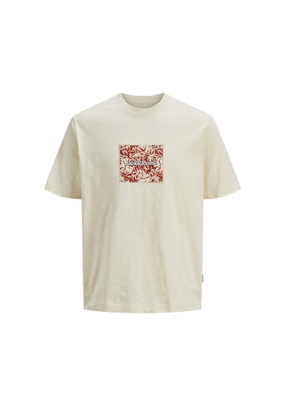 Jack & Jones Split Allover Print Branding Erkek Krem Tişört 12272993-anw Krem
