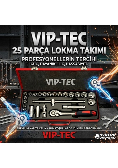 Vıp-tec 1/2 Altı Koşe Lokma Anahtar Takımı 25 Parça