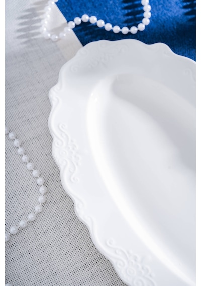 Acar King Oval Kayık Tabak - 33 Cm Beyaz