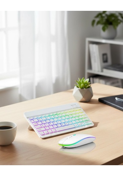 Sessiz Tuşlu Kablosuz Klavye Mouse Seti Çoklu Cihaz Uyumlu Lazer