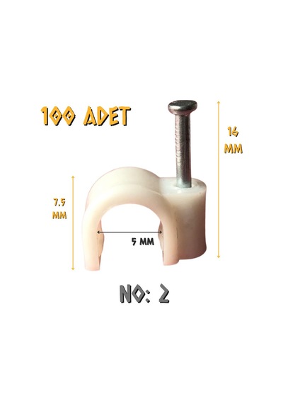 Made Çelik Çivili Kablo Tutucu Kroşe No: 2 - 100 Adet