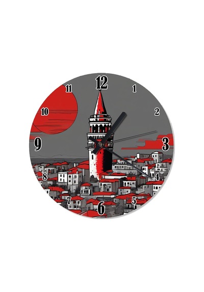 İstanbul Galata Kulesi Şekilli Duvar Saati Çok Renkli