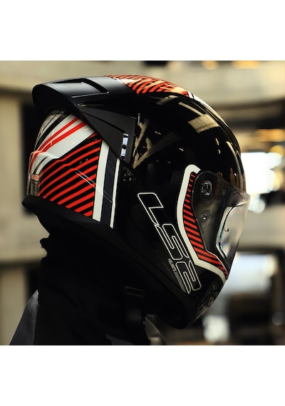 Şeffaf Cam + Ls2 Rapid 2 Race Extra Kask Beyaz - Kırmızı