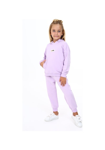 Toontoy Kids Toontoy Kız Çocuk Kapüşonlu Yazı Armalı Eşofman Takım Lila