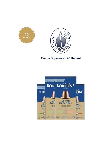 Caffe Borbone Crema Superiore 40 Kapsül 4x10 - Nespresso Uyumlu Alüminyum Kapsül Kahve