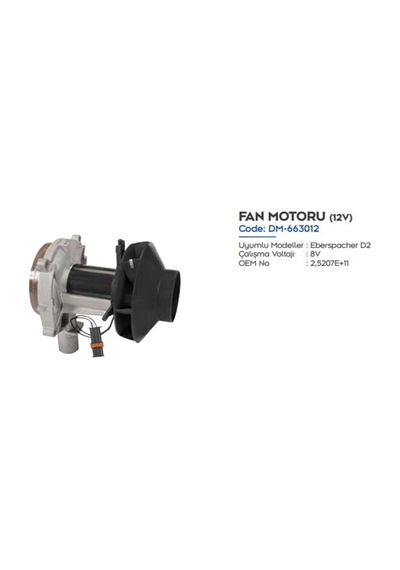 Ahmet Otomotiv Demmon Webasto Isıtıcı Fan Motoru D2 12 Volt Vebasto