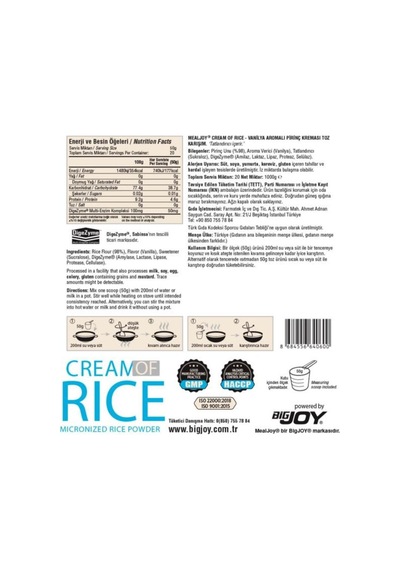 Cream Of Rıce Vanilya 1000g 20 Servis