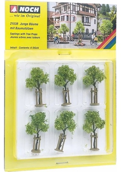 Noch 21538 Desteklenmiş Genç Ağaçlar, 4 Cm. 6 Adet, Diorama Malzemesi-59341