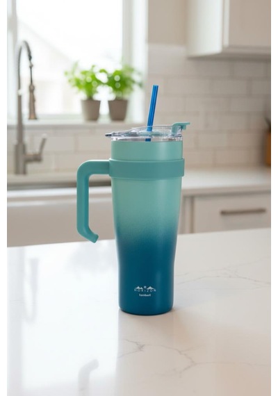 Bambum Horizon - Pipetli Termos Bardak Lacivert 1000ml Lacivert