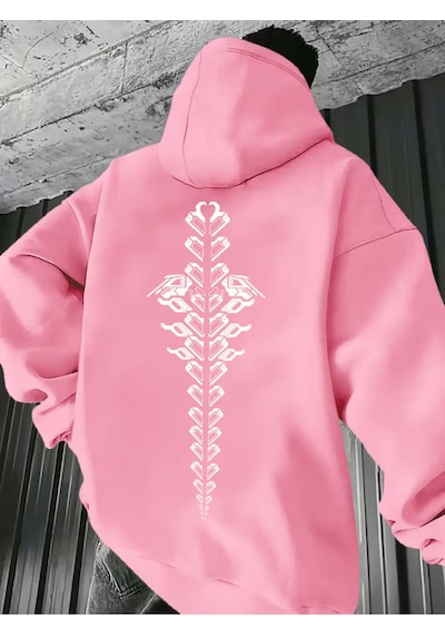 Nevermınd Unisex Oversize Siyah Hoodie Omurga Figürlü Geometrik Baskılı Kapüşonlu Streetwear Pembe Pembe Nevermınd Unisex Oversize Siyah Hoodie Omurga Figürlü Geometrik Baskılı Kapüşonlu Streetwear Pembe Pembe