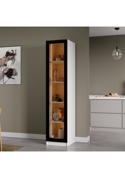 Nero Çok Amaçlı Kiler Dolabı Alüminyum Çerçeveli Cam Kapaklı Led Aydınlatmalı 190x40 Cm Beyaz Nero Çok Amaçlı Kiler Dolabı Alüminyum Çerçeveli Cam Kapaklı Led Aydınlatmalı 190x40 Cm Beyaz