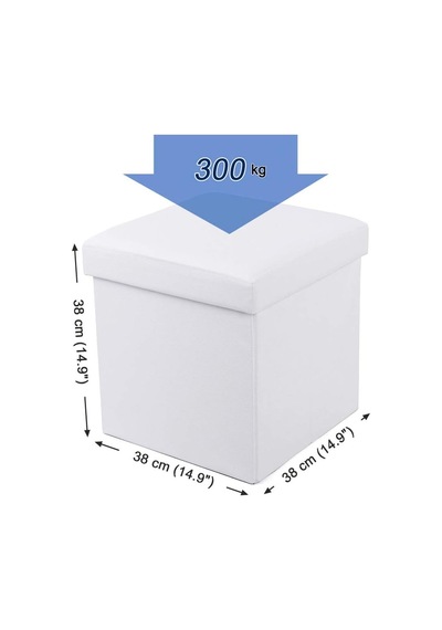 Depolama Alanlı Tabure, 300 Kg'a Kadar Dayanıklı, Beyaz, 38 X 38 X 38 Cm, Lsf103
