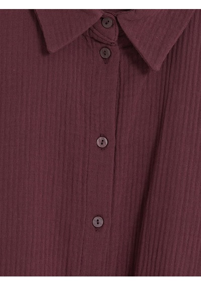 Lcw Everyday Bordo Büzgülü Oversize Müslin Kadın Gömlek