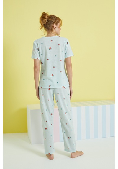 Siyah İnci Örme Pijama Takım 24107075 Çok Renkli